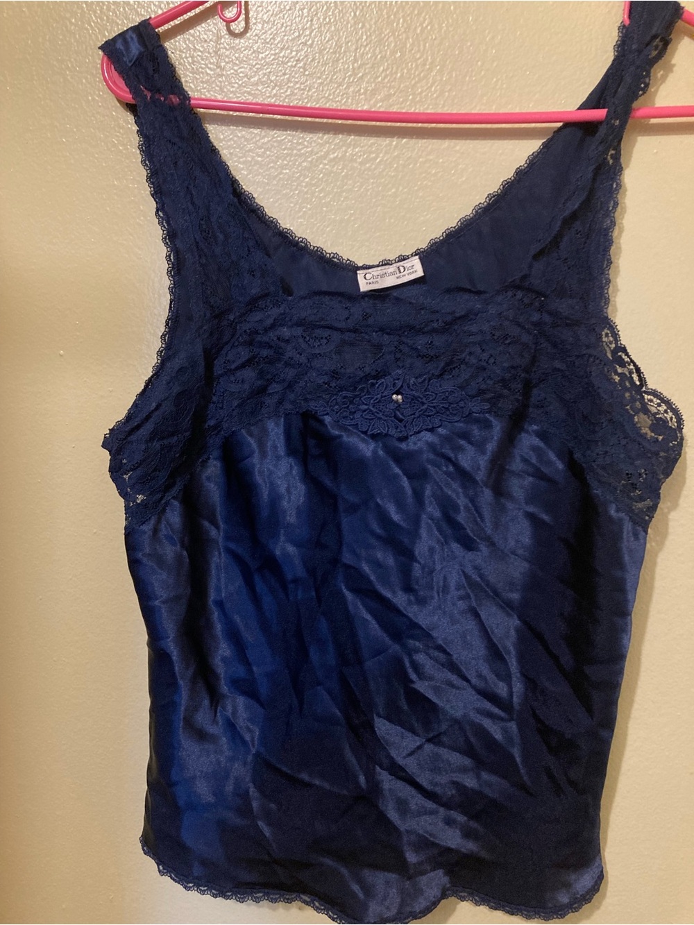 Dior Navy Blue Satin Lace Camisole